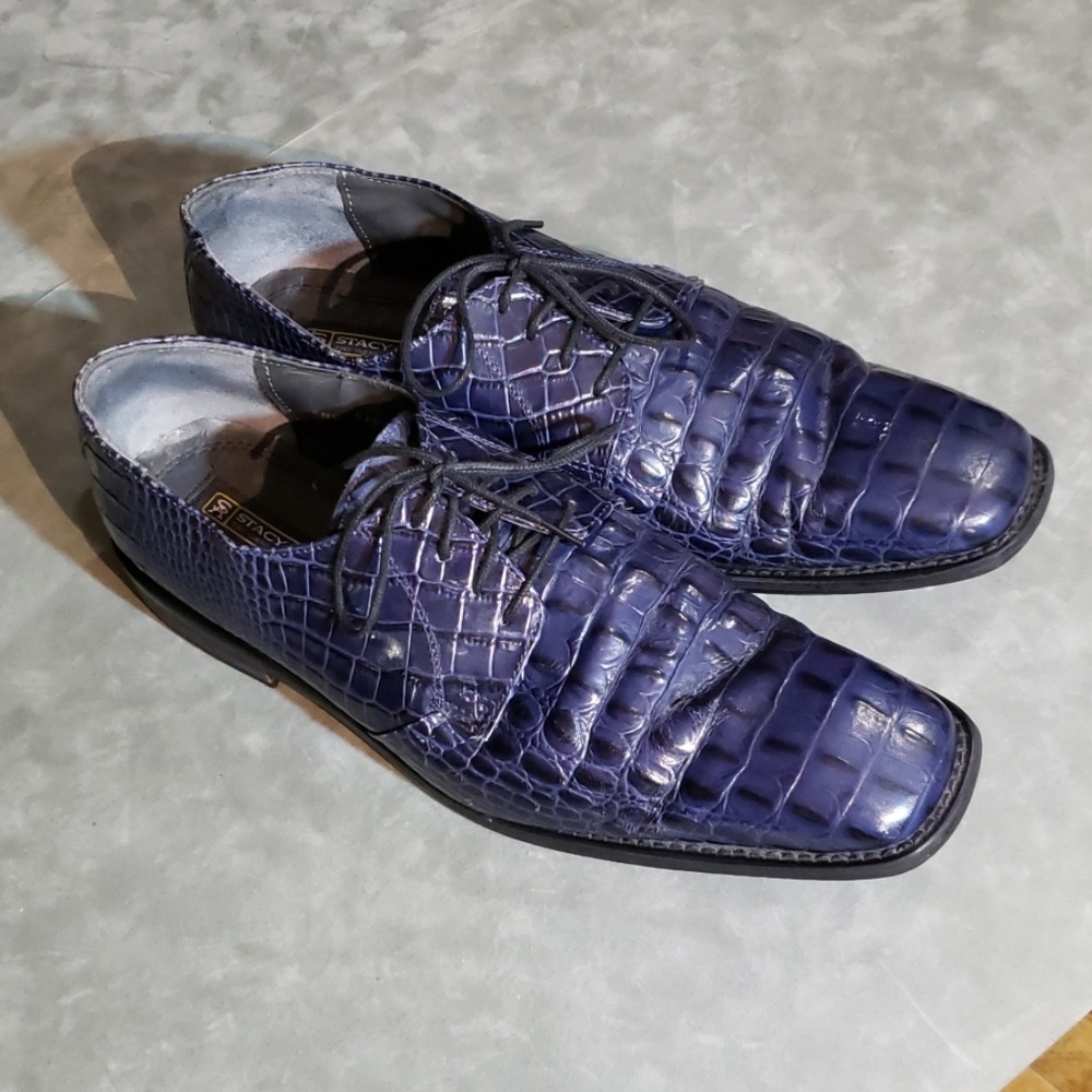Stacy Adams Blue Crocodile Oxfords